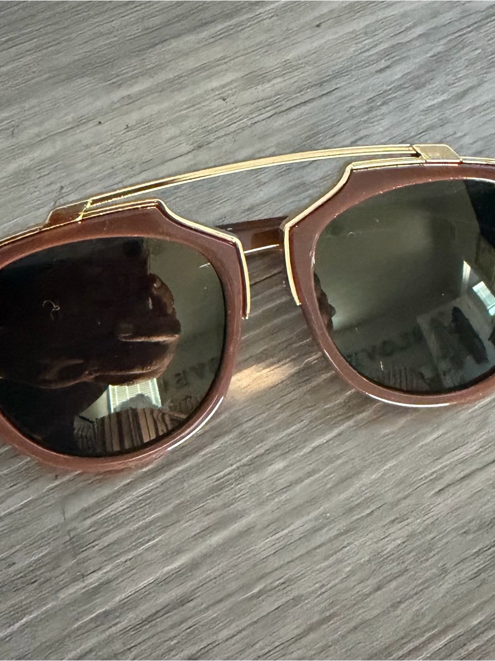 Brown & Gold Round Toddler Sunglasses